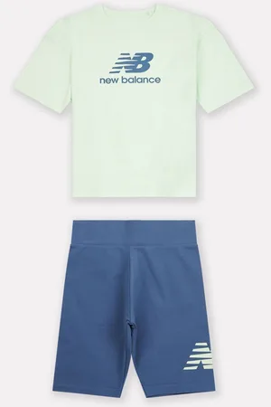 New Balance Kids Stacked Logo 100% Cotton T-Shirt & Cycle Shorts Set152158cm