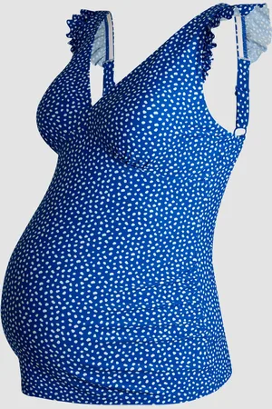 JoJo Maman Bébé Maternity Spot Frill Shoulder Tankini Setsmall