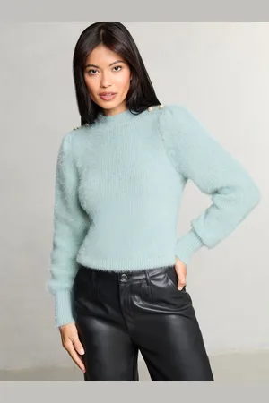 Lipsy London Fluffy Metallic Puff Sleeve Knitted Jumper42