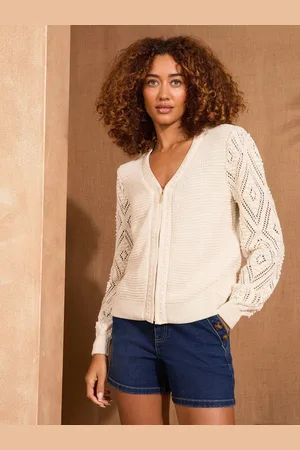 Love & Roses Bobble Stitch Zip Thru Knit Cardigan50
