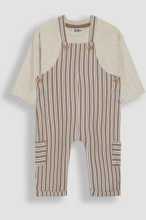 JoJo Maman Bébé Stripe 100% Cotton Dungarees & Top Set8086cm