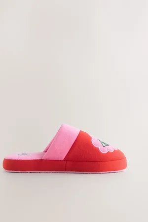 Eleanor Bowmer Red/Pink Eye Embroidered Mule Slippersxlarge