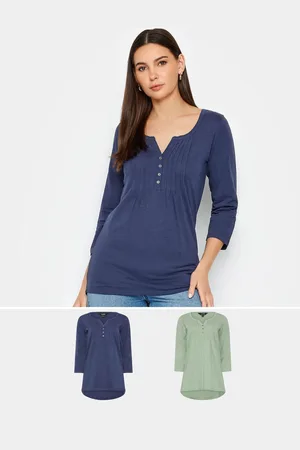 Long Tall Sally 100% Cotton Henley Tops 2 Pack36 Høj