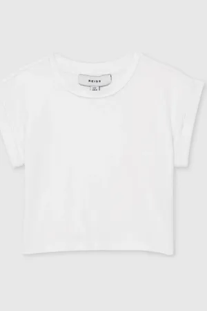 Reiss Terry Cotton Jersey Cropped T-Shirt4 - 5 år (104 - 110cm)