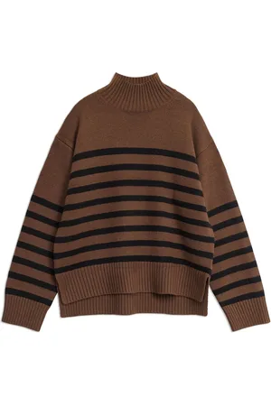 Albaray Stribet Turtle Neck Brun Trøje38