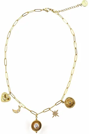 Bibi Bijoux Gold Tone Celestial Stainless Steel Charm Necklaceen