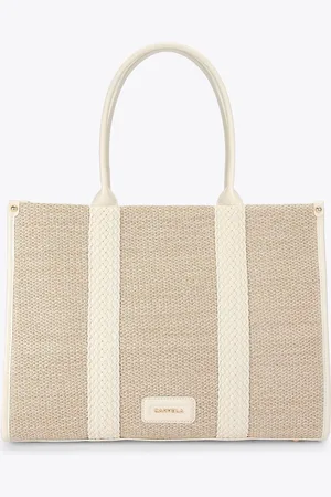 Carvela Cream Twisted Raffia Tote Bagen