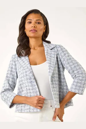 Roman Textured Check Print Collar & Revere Blazer44