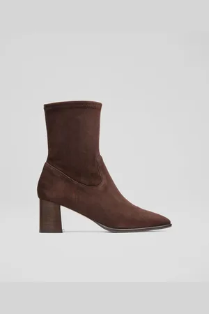 LK Bennett Harp Espresso Block Heel Stretch Ankle Brown Boots
