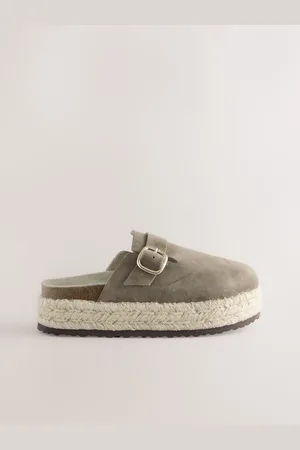 Next Forever Comfort Læder Rund Toe Espadrille Chunky Træskoeu43