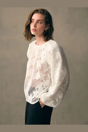 Next Volume Sleeve Floral Grid Mesh Blousexlarge