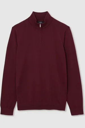 Reiss Blackhall Merino Wool Half-Zip Funnel Neck JumperXL