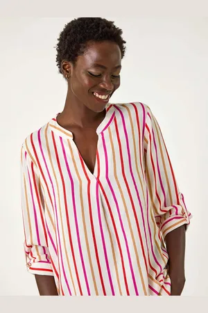Roman Vertical Stripe Pleat Detail Top46