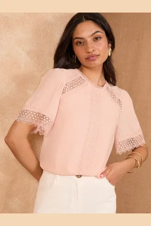 Love & Roses Short Sleeve Lace Insert Top40