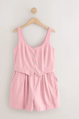 Next 100% Cotton Sleeveless Waistcoat Style Playsuit46høj