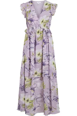 VILA Printed Floral Chiffon Frill Detail Maxi Dress34