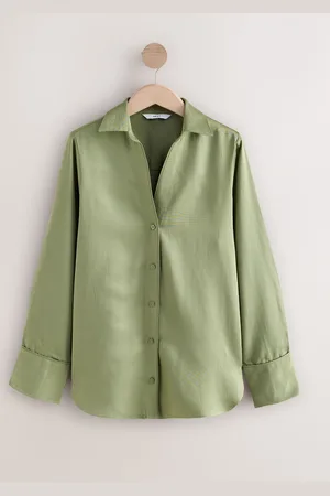 Next Satin Linen Open Neck Shirt