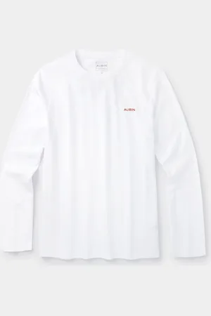 Aubin White Camblesforth Long Sleeve 100% Cotton T-ShirtMiddel