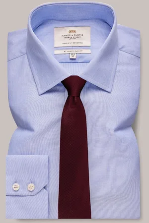 Hawes & Curtis Blue End On End Slim 100% Cotton Shirt155in