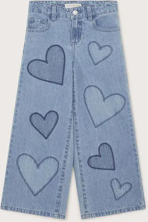 Monsoon Heart Embroidered Wide Leg 100% Cotton Jeans98104cm