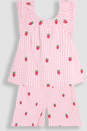 JoJo Maman Bébé Strawberry Embroidered Blouse and Shorts Set 2 Piece116122cm