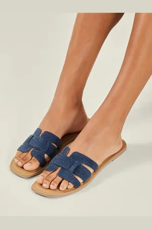 Accessorize Geometric Cut-Out Denim Slide Sandals