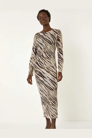 Roman Zebra Print Mesh Maxi Stretch Dress38