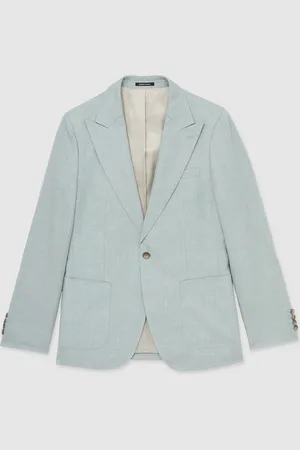 Reiss Warner Linen Single-Breasted Slim Fit Suit Blazer46r