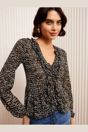 Friends Like These Ruffle Front Mesh Blouse46