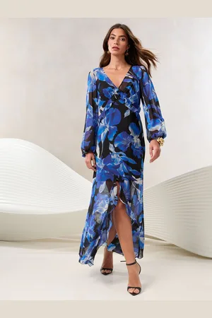 Lipsy London V-Neck Ruffle Long Sleeve Midi Dress46