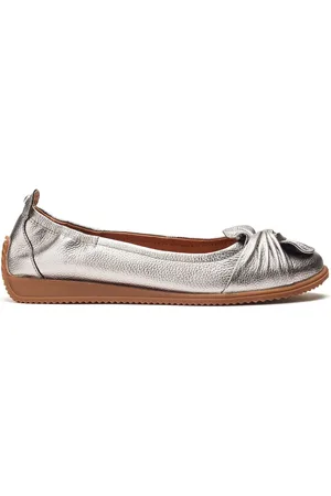 Moda In Pelle Grey Echium Slip-on Leather Flats With Twisted Knot Detail Shoeseu38