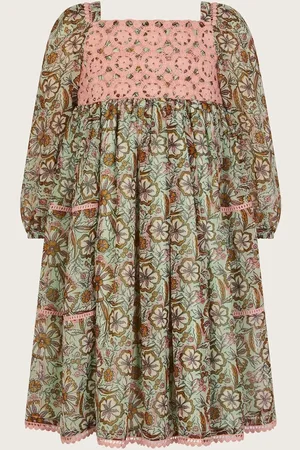 Monsoon Long Sleeve Paisley Yoke Dress8 år ( 128 cm)