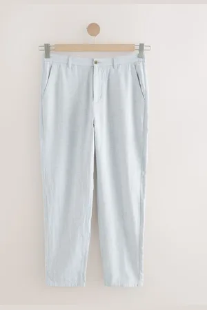 Next Elastisk talje Tekstureret Hør Blend Bukser34l