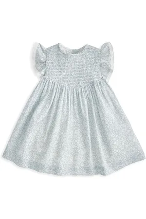 Mamas & Papas Blue 100% Cotton Floral Print Frill Sleeve Dress9298cm