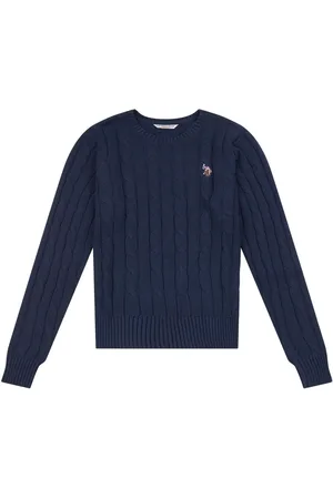 U.S. Polo Assn. U. S. Polo Assn. Womens V-Neck Cable Knit 100% Cotton JumperL