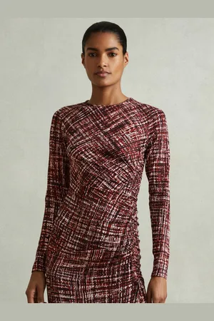 Reiss Riyo Trykt Ruched Midi Kjole34