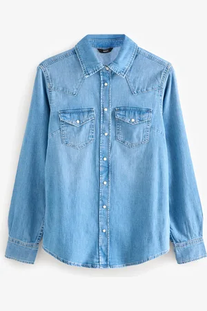 Next Seam Detail Fitted Denim Western 100% Cotton Shirt42 Høj