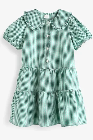 Next Cotton Rich School Ternet Tiered Pretty Krave Kjole (3-14år)13 år (158cm)