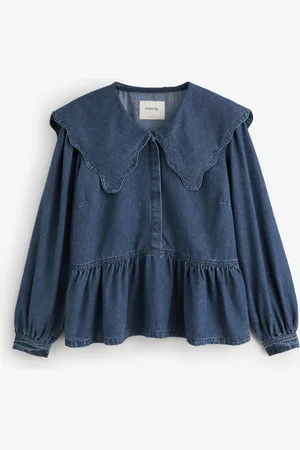 Simply Be Scalloped Collar Denim Blouse46