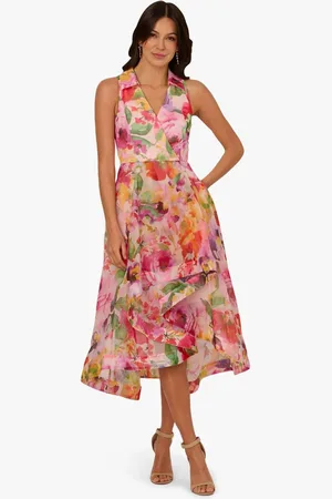 Adrianna Papell Pink Printed High Low Dress44