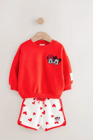 Next Minnie & Mickey Mouse Crew 100% Cotton Sweatshirt & Shorts Set (3mths-7yrs)2 - 3 år (92 - 98cm)