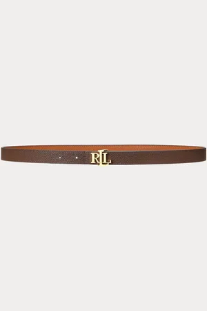 Ralph Lauren Logo Reversible Leather Skinny Brown Beltmedium