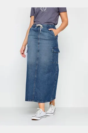 Long Tall Sally 100% Cotton Denim Tie Waist Maxi Skirt40 Høj