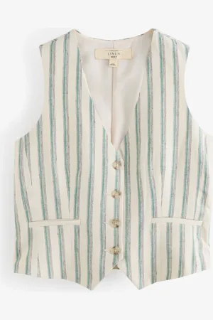 Next Striped Waistcoat with Linen44