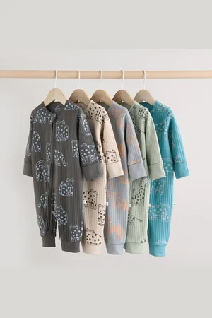 Next Baby Animal Print Two Way Zip Footless 100% Cotton Sleepsuits 5 Pack (0mths-3yrs)2 - 3 år (92 - 98cm)
