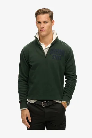 Superdry Vintage Athletic Zip Henley 100% Cotton JumperS
