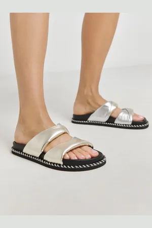 Simply Be Soft Twist Volume Leather Footbed Sandals In Wide Fiteu38