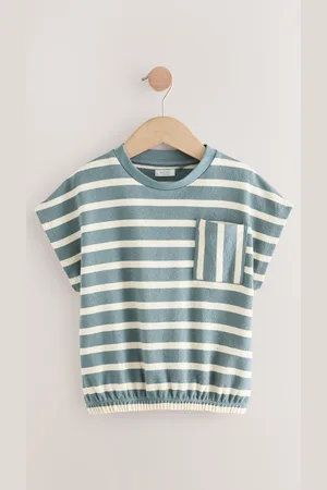 Next Textured Stripe Boxy 100% Cotton T-Shirt (3-16yrs)122128cm