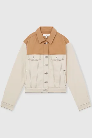 Reiss Maddie Colour-Block Denim Jacket38