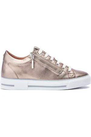 Moda In Pelle White Bramleigh Hidden Wedge Leather Trainers With Side Zip Detail